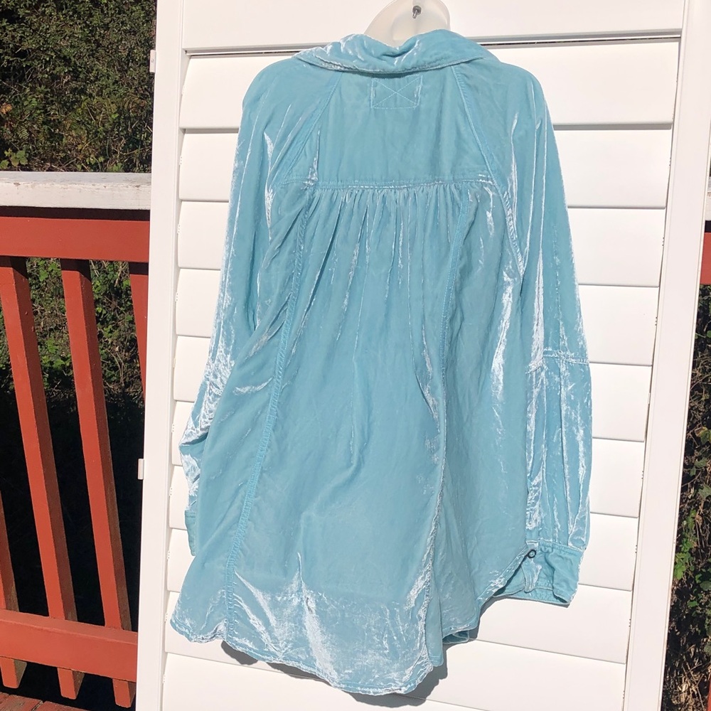 We The Free Plush Velvet Top in Light Blue - Picture 9 of 10